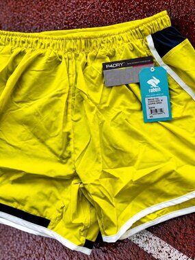 Men's rabbit Quadtastic 5" Running Shorts (Lemon Tonic, Men’s, NWT)